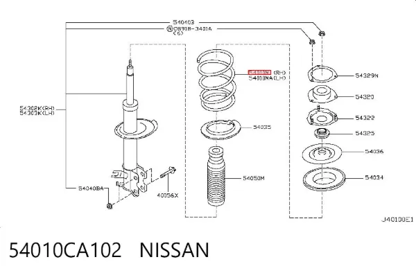 Mola dianteira 54010CA102 Nissan/Infiniti