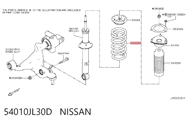 Mola dianteira 54010JL30D Nissan/Infiniti