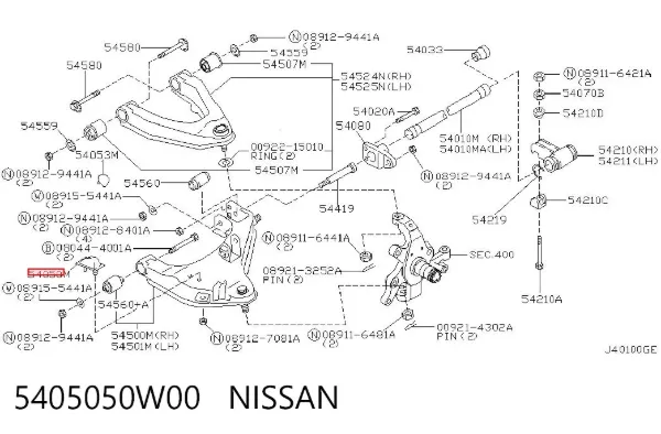 Pára-choque (grade de proteção) de amortecedor dianteiro 5405050W00 Nissan/Infiniti