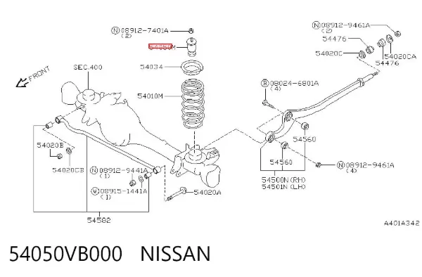 Pára-choque (grade de proteção) de amortecedor dianteiro 54050VB000 Nissan/Infiniti