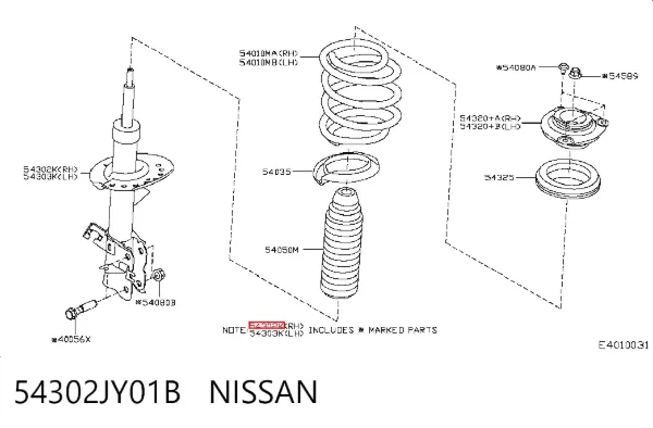 Amortecedor dianteiro direito 54302JY01B Nissan/Infiniti
