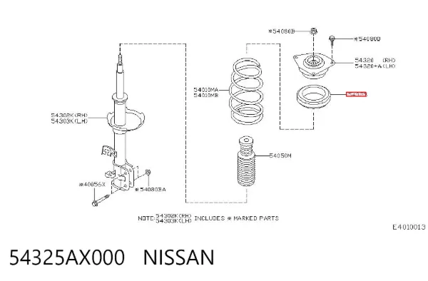Rolamento de suporte do amortecedor dianteiro 54325AX000 Nissan/Infiniti