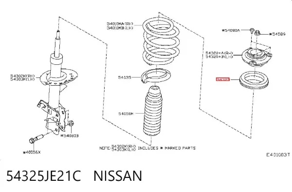 Rolamento de suporte do amortecedor dianteiro 54325JE21C Nissan/Infiniti
