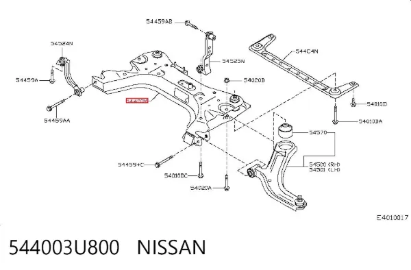 Viga de suspensão dianteira (plataforma veicular) 544003U800 Nissan/Infiniti