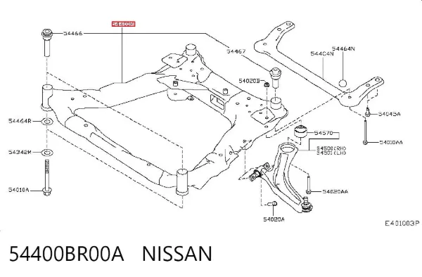 Viga de suspensão dianteira (plataforma veicular) 54400BR00A Nissan/Infiniti