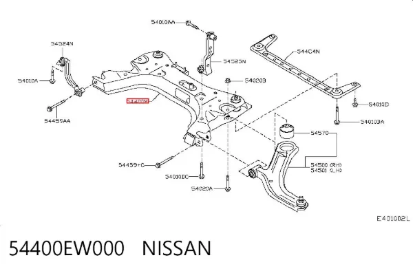 Viga de suspensão dianteira (plataforma veicular) Nissan Tiida ASIA