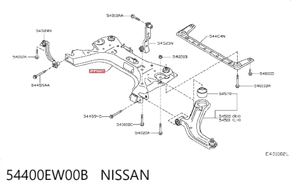 Viga de suspensão dianteira (plataforma veicular) 54400EW00B Nissan/Infiniti