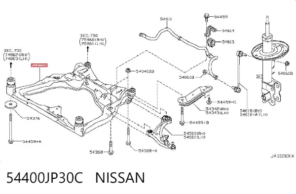 Viga de suspensão dianteira (plataforma veicular) Nissan Murano Z51
