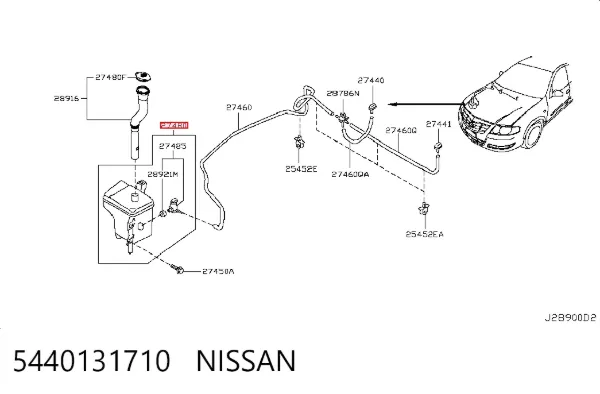 Tanque de fluido para lavador de vidro 5440131710 Nissan/Infiniti