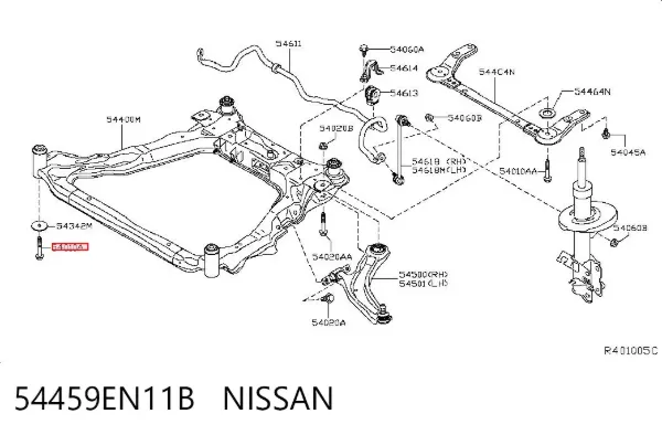 Parafuso de fixação de viga dianteira (de plataforma veicular) 54459EN11B Nissan/Infiniti