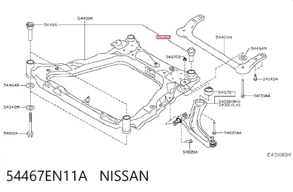 Bloco silencioso (coxim) de viga dianteira (de plataforma veicular) 54467EN11A Nissan/Infiniti