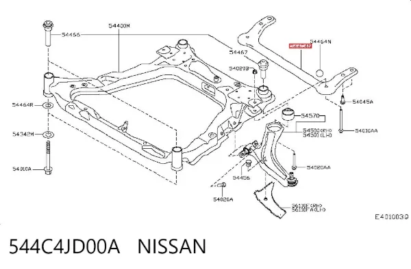 Consola de viga dianteira 544C4JD00A Nissan/Infiniti