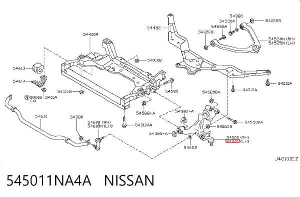 Braço oscilante inferior esquerdo de suspensão dianteira 545011NA4A Nissan/Infiniti