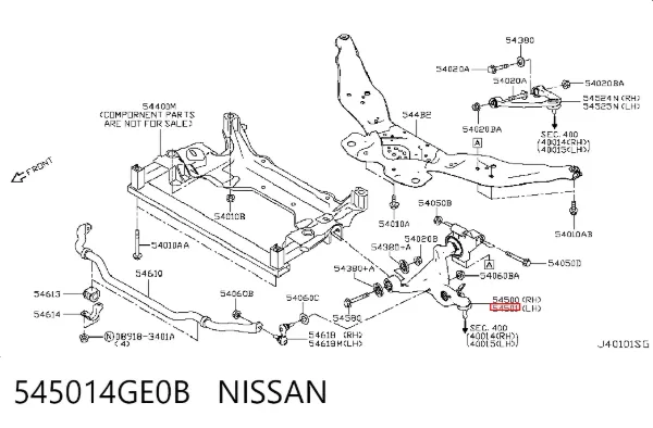 Braço oscilante inferior esquerdo de suspensão dianteira 545014GE0B Nissan/Infiniti