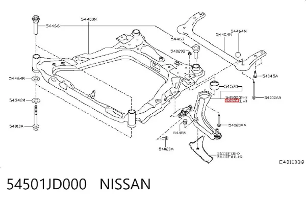 Braço oscilante inferior esquerdo de suspensão dianteira 54501JD000 Nissan/Infiniti