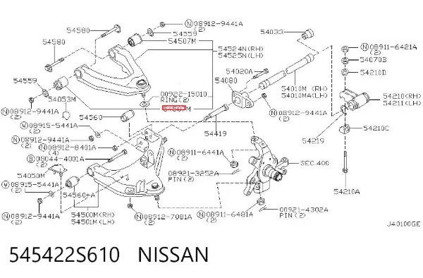 Bloco silencioso dianteiro do braço oscilante superior 545422S610 Nissan/Infiniti