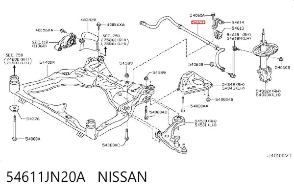 Estabilizador dianteiro 54611JN20A Nissan/Infiniti