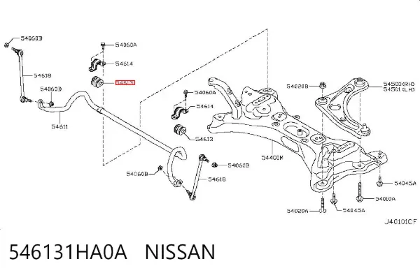 Bucha de estabilizador dianteiro 546131HA0A Nissan/Infiniti