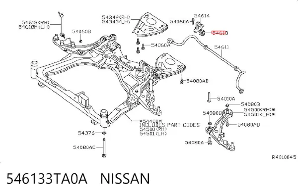 Bucha de estabilizador dianteiro 546133TA0A Nissan/Infiniti