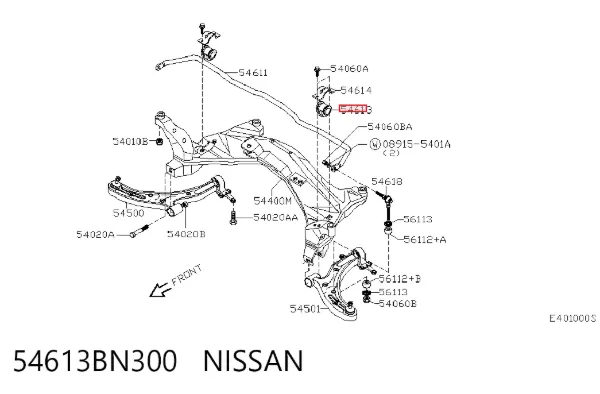 Bucha de estabilizador dianteiro 54613BN300 Nissan/Infiniti