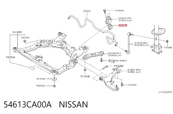 Bucha de estabilizador dianteiro 54613CA00A Nissan/Infiniti