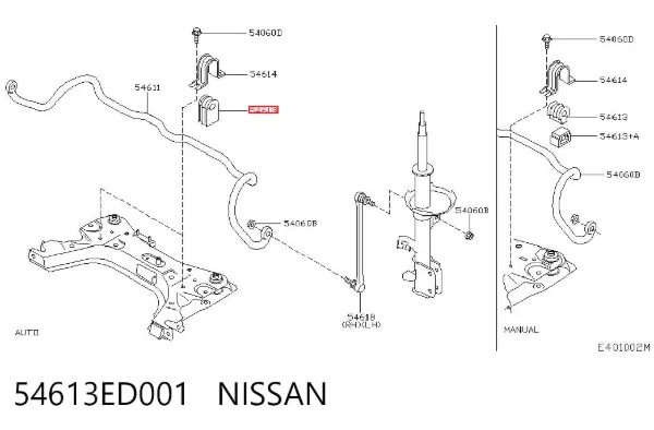 Bucha de estabilizador dianteiro 54613ED001 Nissan/Infiniti