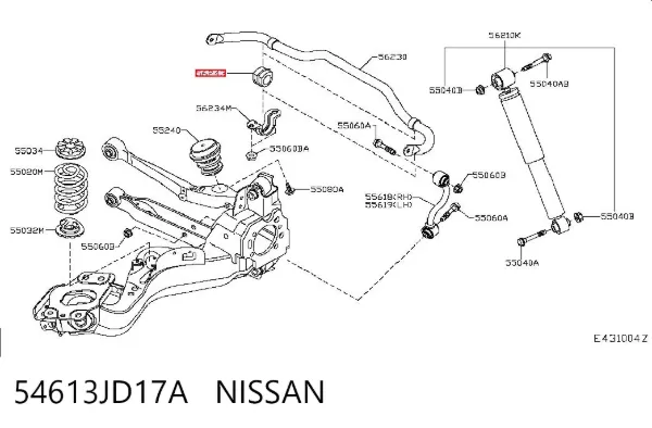 Bucha de estabilizador traseiro 54613JD17A Nissan/Infiniti