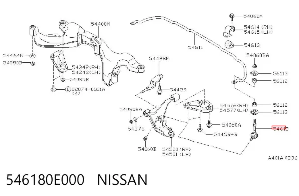 Montante de estabilizador dianteiro 546180E000 Nissan/Infiniti