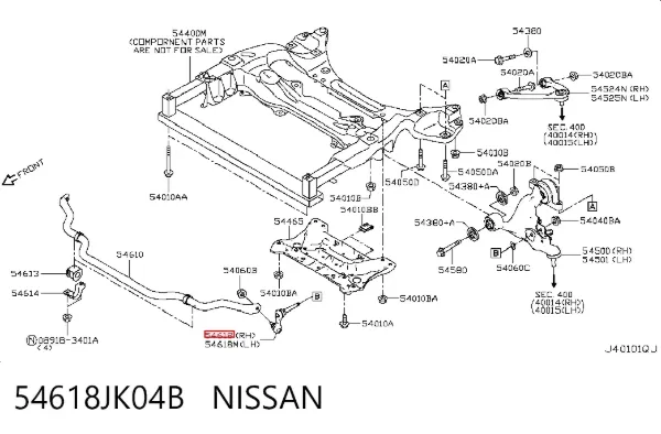 Montante direito de estabilizador dianteiro 54618JK04B Nissan/Infiniti