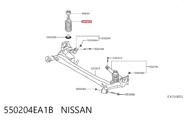 Mola traseira 550204EA1B Nissan/Infiniti