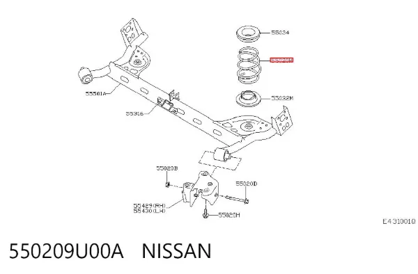 Mola traseira 550209U00A Nissan/Infiniti