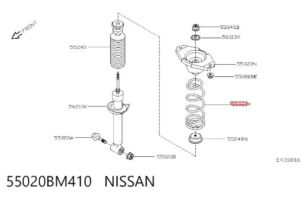 Mola traseira 55020BM410 Nissan/Infiniti