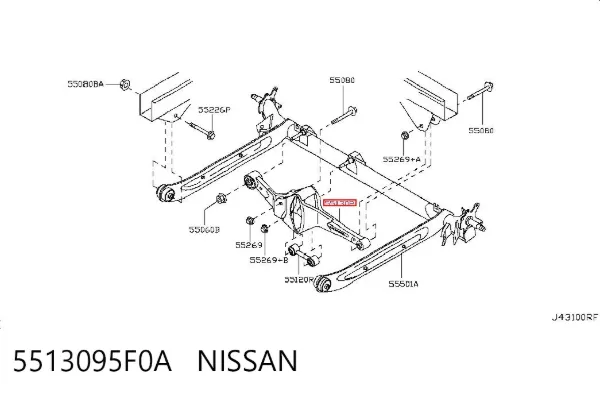 Barra Panhard de suspensão traseira 5513095F0A Nissan/Infiniti