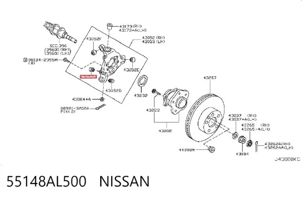 Bloco silencioso do pino de apoio traseiro 55148AL500 Nissan/Infiniti