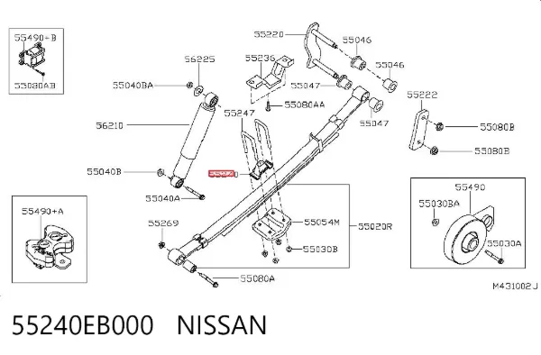 Grade de proteção da suspensão de lâminas traseira 55240EB000 Nissan/Infiniti