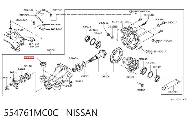 Bloco silencioso (coxim) de dianteiro redutor do eixo traseiro 554761MC0C Nissan/Infiniti