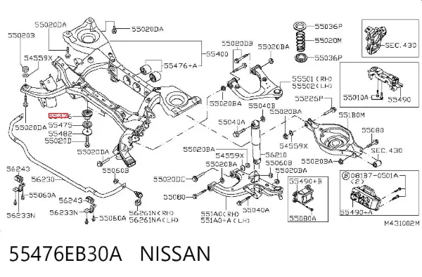 Bloco silencioso de viga traseira (de plataforma veicular) 55476EB30A Nissan/Infiniti