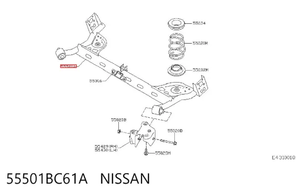 Viga de suspensão traseira (plataforma veicular) 55501BC61A Nissan/Infiniti