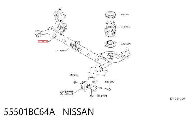 Viga de suspensão traseira (plataforma veicular) 55501BC64A Nissan/Infiniti