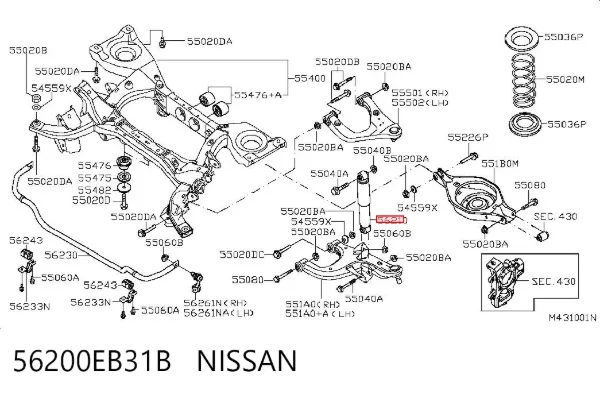 Amortecedor traseiro 56200EB31B Nissan/Infiniti