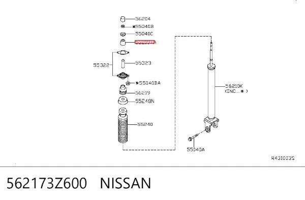 Bucha da haste de amortecedor traseiro 562173Z600 Nissan/Infiniti