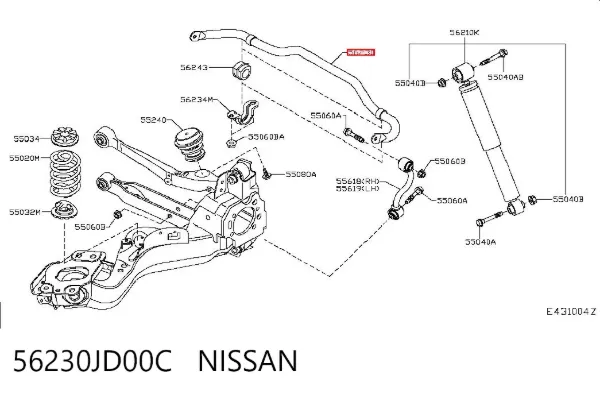 Estabilizador traseiro 56230JD00C Nissan/Infiniti