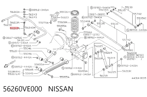 Montante de estabilizador traseiro 56260VE000 Nissan/Infiniti
