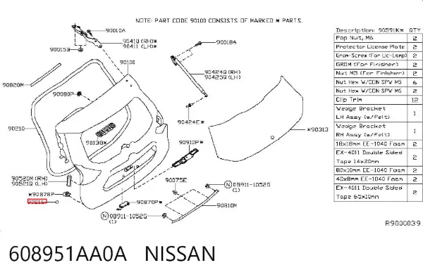  608951AA0A Nissan/Infiniti