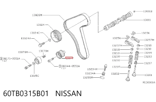 Rolo parasita da correia do mecanismo de distribuição de gás 60TB0315B01 Nissan/Infiniti