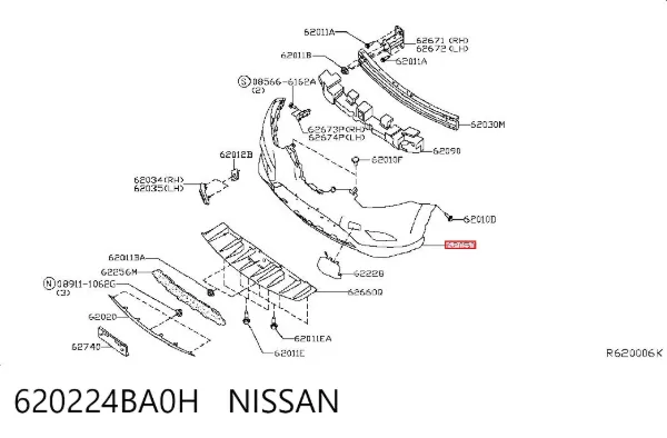 Pára-choque dianteiro 620224BA0H Nissan/Infiniti
