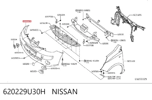 Pára-choque dianteiro 620229U30H Nissan/Infiniti