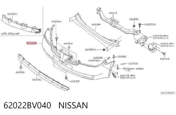 Pára-choque dianteiro 62022BV040 Nissan/Infiniti