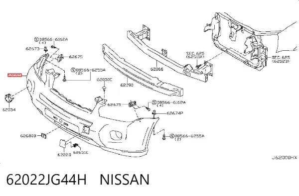 Pára-choque dianteiro 62022JG44H Nissan/Infiniti