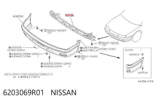 Reforçador do pára-choque dianteiro Nissan Sunny III